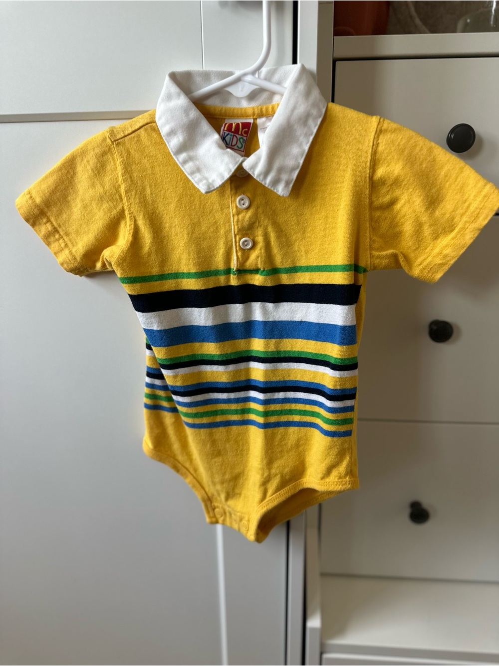 Vintage McKids Polo Bodysuit Yellow Stripe | 18M
